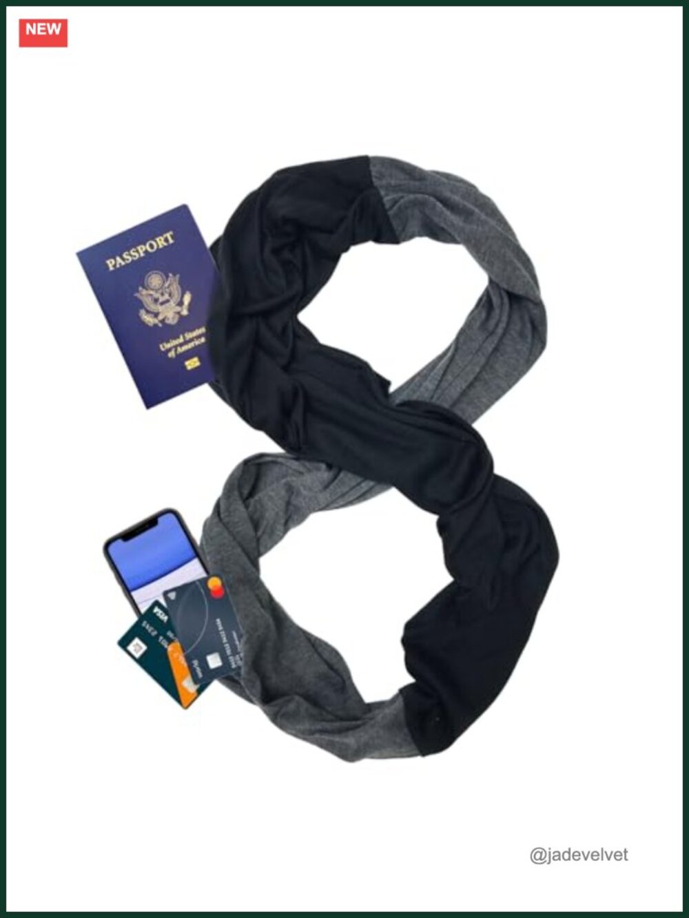 Infinity Loop Scarf with 2 Hidden Zipper Pockets for Travel and Security